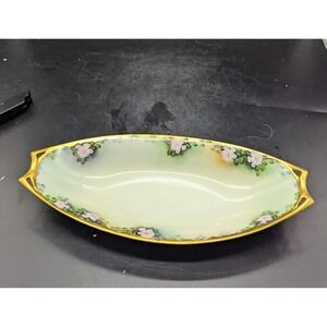 Vintage Selb Bavaria Art Deco Porcelain Celery Dish Flower Floral 12" Signed